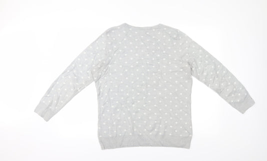 Preworn Womens Grey Polka Dot Pullover Jumper Size 16