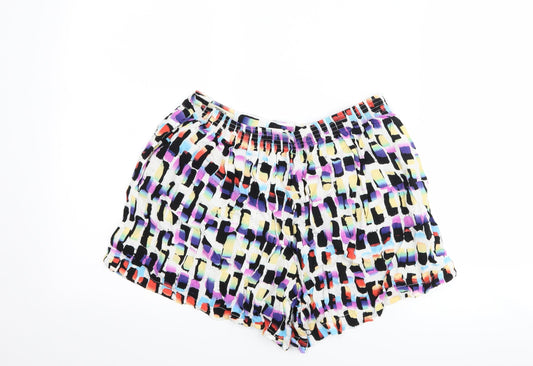 Matalan Womens White Geometric Mom Shorts Size 12