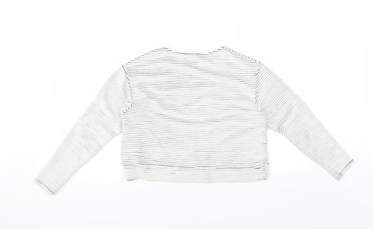 River Island Womens White Striped Pullover Jumper Size 12 - CROPPED
