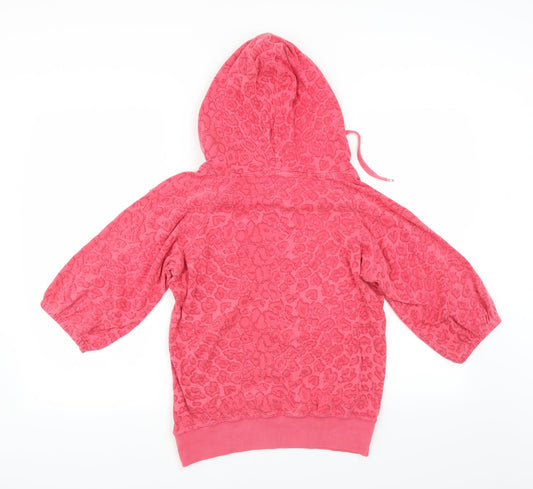 Internationale Womens Pink Animal Print Pullover Hoodie Size 8
