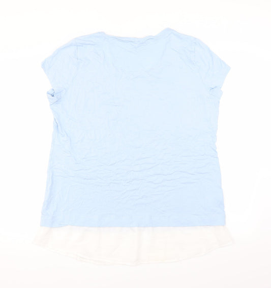 Renuar Womens Blue Basic T-Shirt Size 16