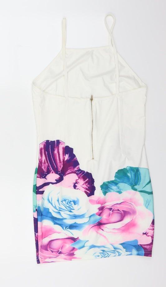Preworn Womens White Floral Mini Size M
