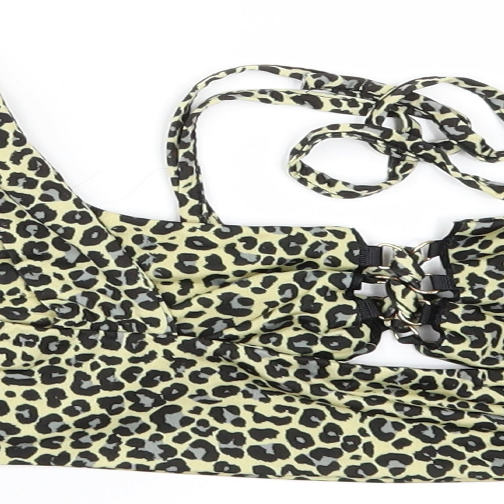 Brand and care label for I SAW IT FIRST women’s yellow animal print camisole blouse, size UK 10