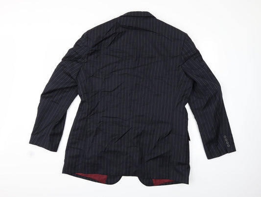 Preworn Mens Blue Striped Jacket Suit Jacket Size 42