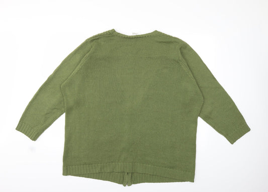 Preworn Womens Green Knit Cardigan Jumper Size 2XL