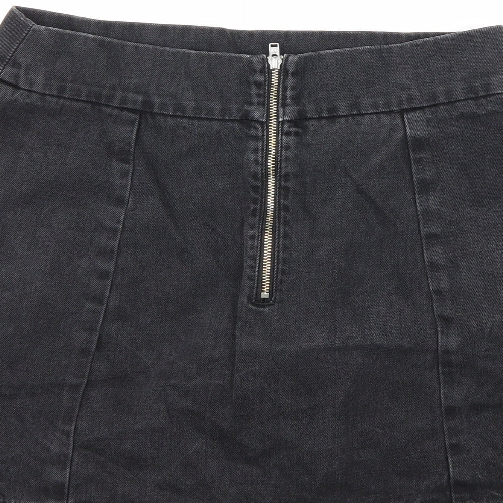 Preworn Womens Black Denim Mini Skirt Size 26 in