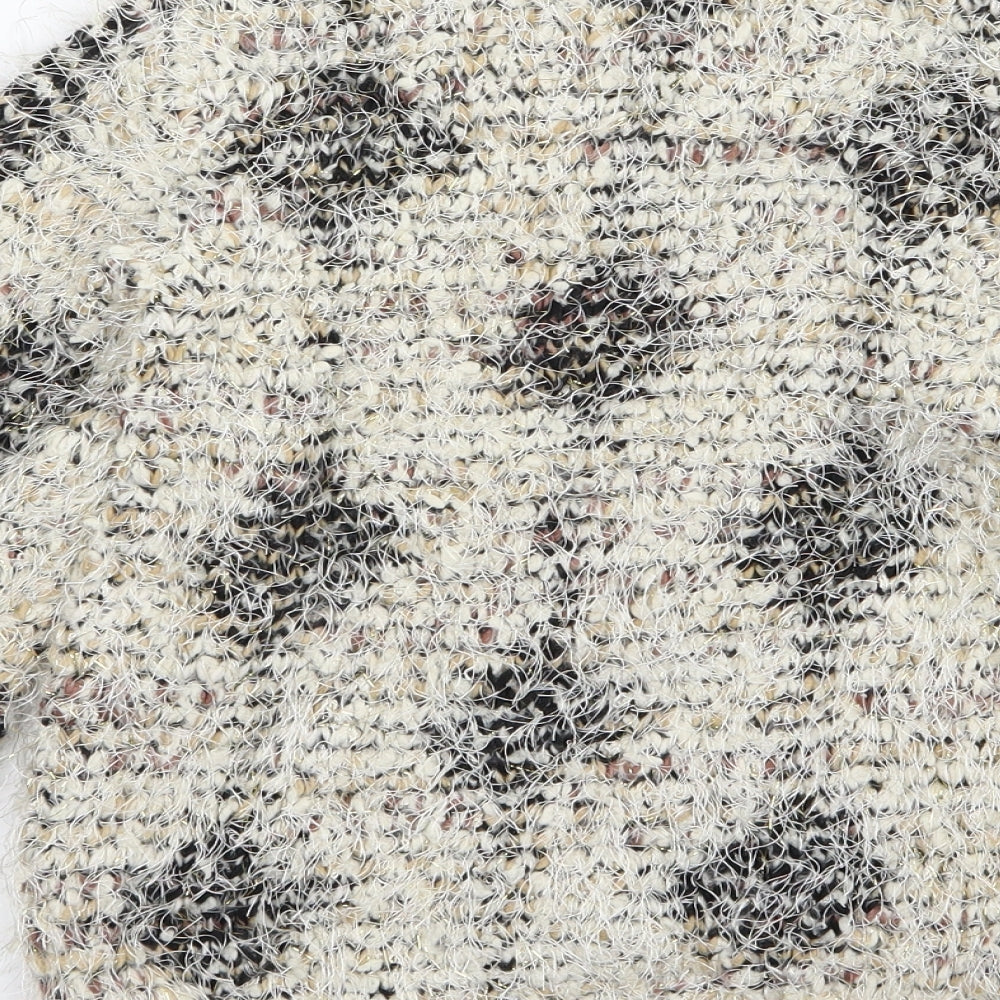 Brand and care label for Matalan girls’ beige argyle/diamond knit jumper, size 8-9, years
