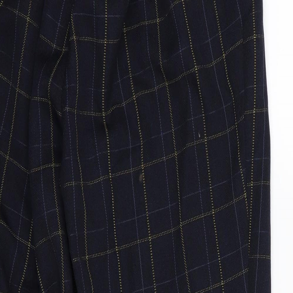 Brand and care label for Damart women’s blue striped trousers, size UK 12, 27-inch leg