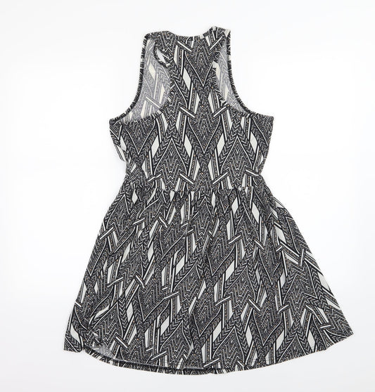 River Island Womens Grey Striped Jersey Skater Dress Size 10