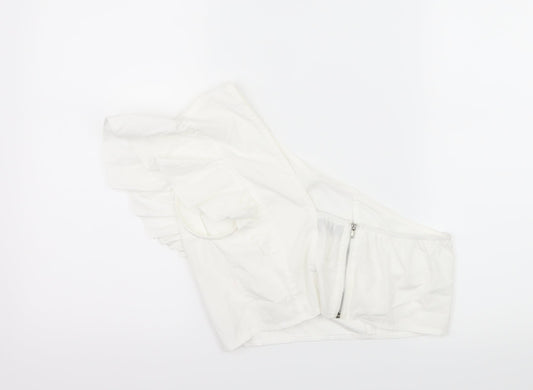 PRETTYLITTLETHING Womens White Basic Blouse Size 10