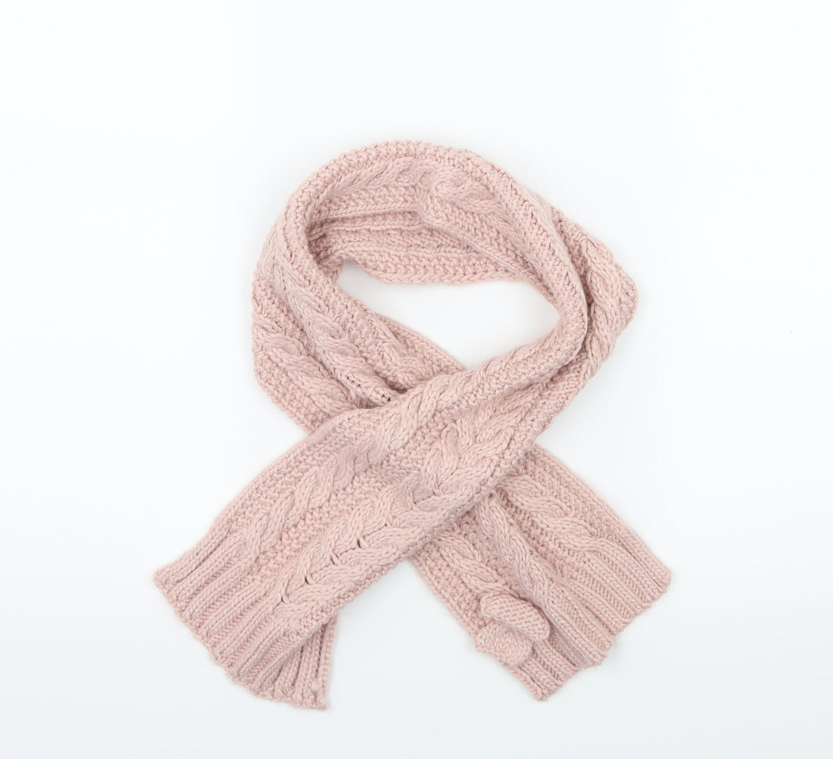 Additional front view of Matalan girls’ pink knit scarf scarves & wraps one size