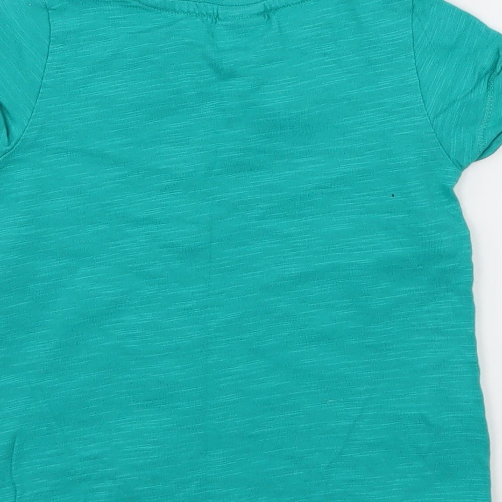 Brand and care label for Fearne girls’ blue jersey basic t-shirt, size 12-18, months - make up