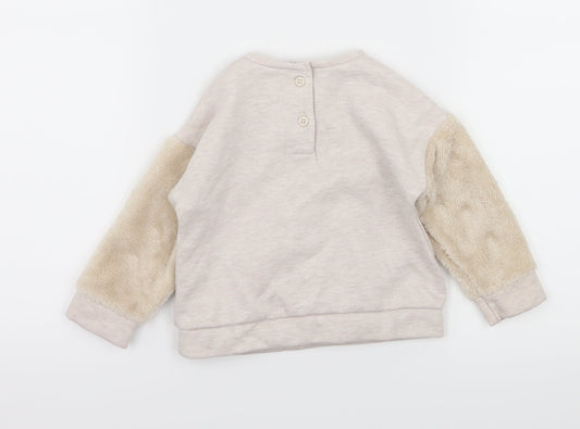 LC Waikiki Girls Ivory Jersey Pullover Jumper Size 6-9 Months - Bear