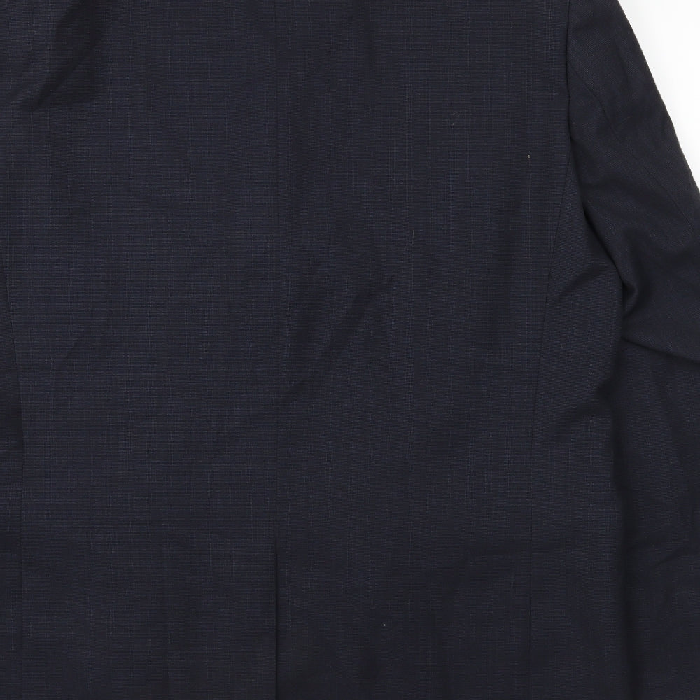 Brand and care label for Next men’s blue jacket suit jacket, size 42