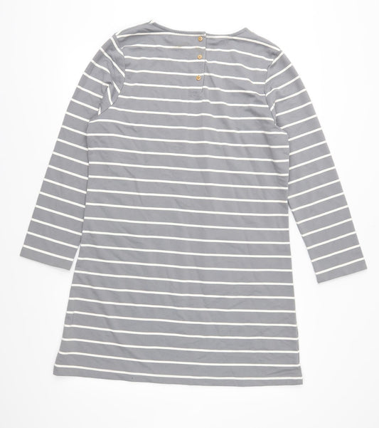 Tru Womens Grey Striped Jersey Tunic Blouse Size L