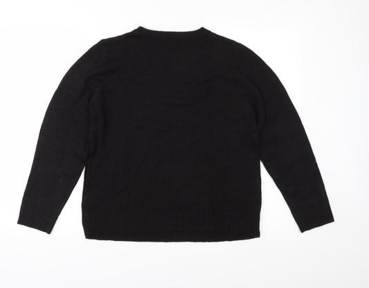 White Stag Womens Black Knit Pullover Jumper Size L