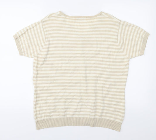 EWM Womens Beige Striped Knit Pullover Jumper Size XL