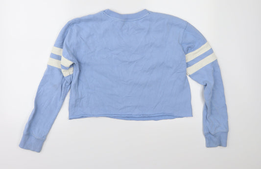 Miss Selfridge Womens Blue Jersey Pullover Sweatshirt Size 8 - Cropped
