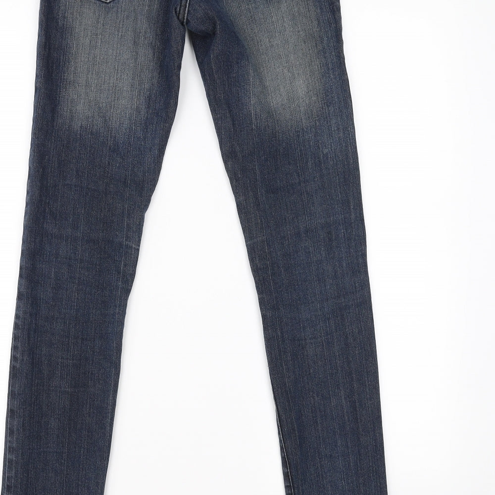 Brand and care label for Saint Tropez women’s blue jegging trousers, size UK 36, in, 30-inch leg