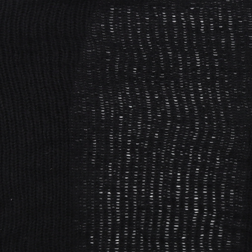 Brand and care label for TQF women’s black cardigan jumper, size M