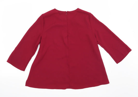 Topshop Womens Red Basic Blouse Size 8