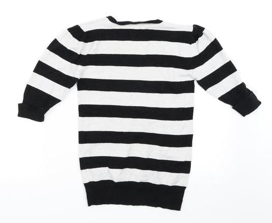 Preworn Girls Silver Striped Pullover Jumper Size 12-13 Years