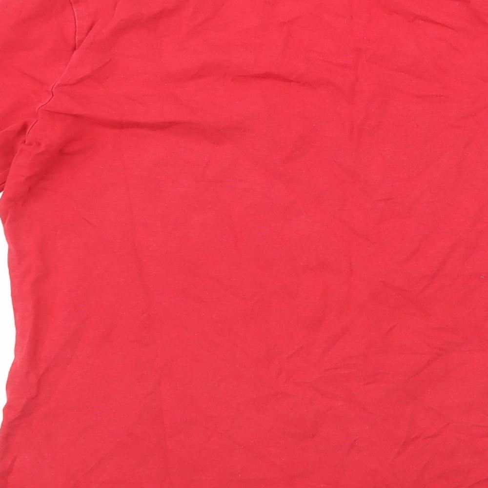 Brand and care label for East women’s red basic t-shirt, size UK 12