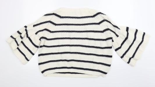 Marks and Spencer Womens Beige Striped Knit Pullover Jumper Size M