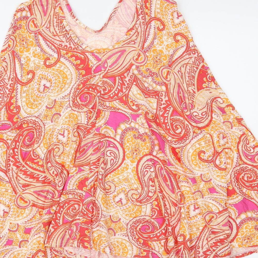 Boohoo Womens Orange Paisley Basic Tank Size 8