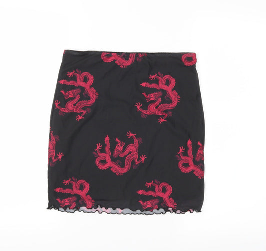 SheIn Womens Black Animal Print Mini Skirt Size M
