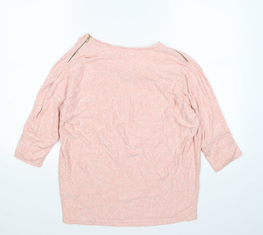 fransa Womens Pink Knit Pullover Jumper Size S