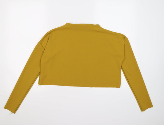 Missguided Womens Yellow Pullover Jumper Size 8 - cropped