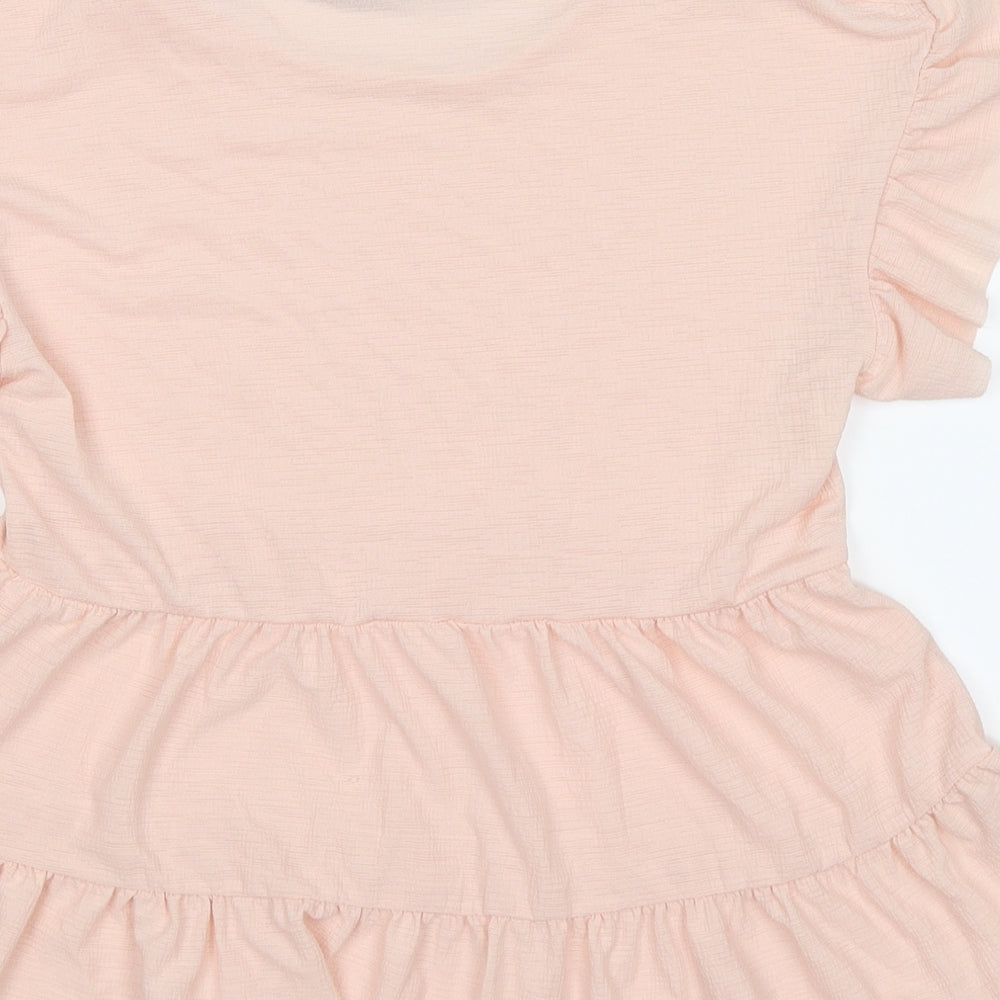 Boohoo Womens Pink Chiffon Tunic T-Shirt Size 6