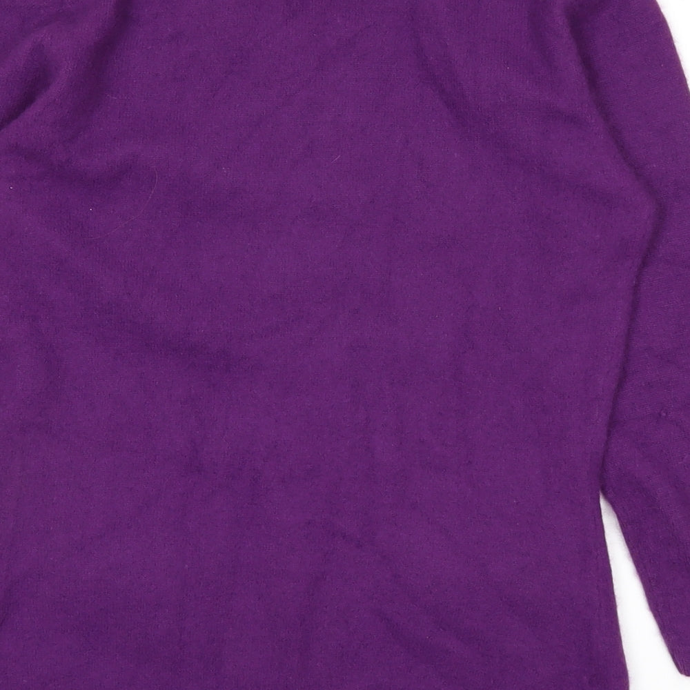 Brand and care label for Kaliko women’s purple cardigan jumper, size UK 8