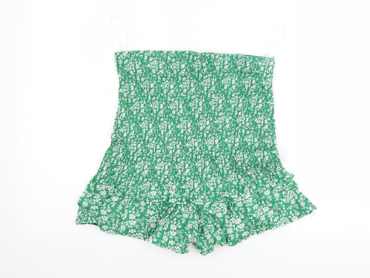 who i am Womens Green Floral Mom Shorts Size 12