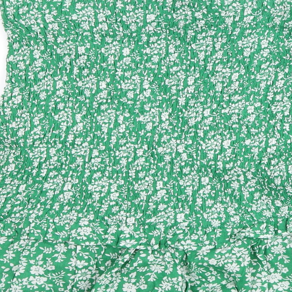 Brand and care label for who i am women’s green floral mom shorts, size UK 12