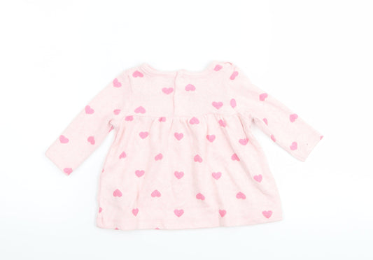 Sterling Girls Pink Polka Dot Basic T-Shirt Size 3-6 Months - Love heart print
