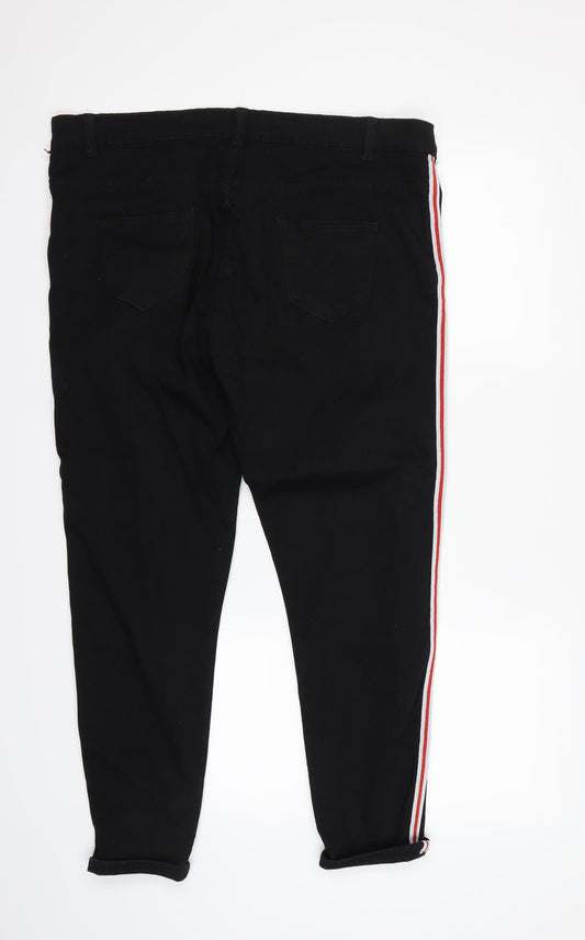 Preworn Womens Black Striped Bootcut Jeans Size XL L28 in
