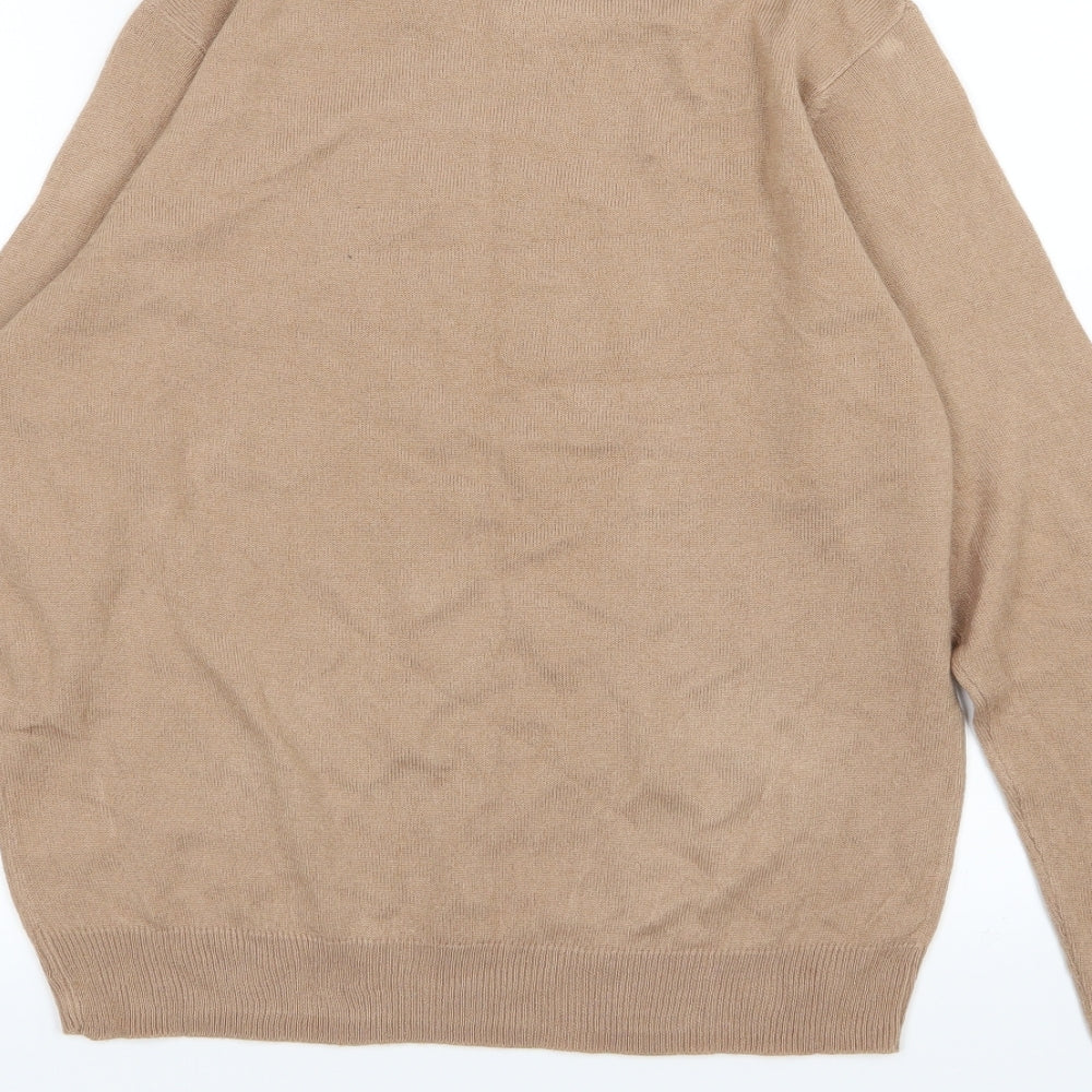 Brand and care label for Brave Soul women’s brown knit jumper, size UK 12