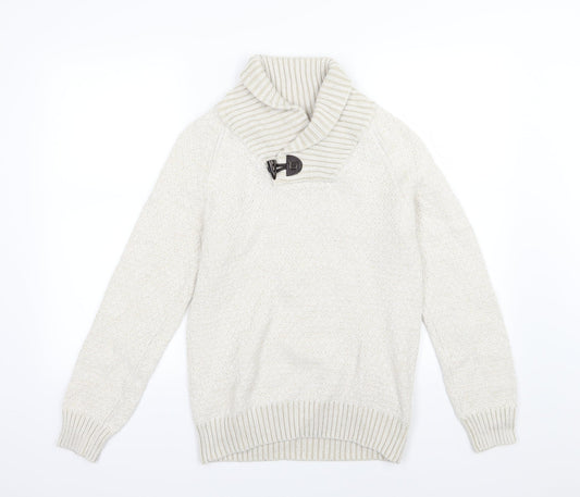 H&M Mens Beige Knit Pullover Jumper Size S