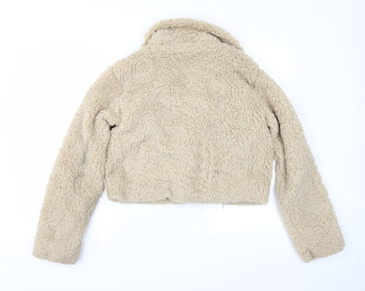Rising Womens Beige Fleece Jacket Size M