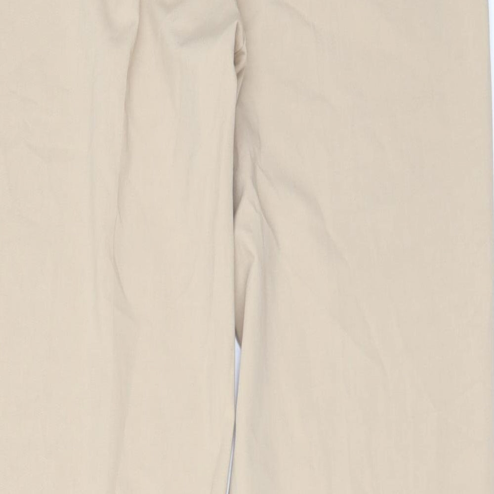 Brand and care label for TRU TRUSSARDI women’s beige trousers, size UK 34, in, 30-inch leg