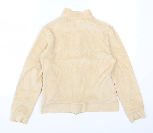Active Womens Beige Full Zip Sweatshirt Size 12