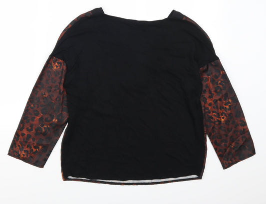 Mango Womens Brown Animal Print Basic T-Shirt Size XS