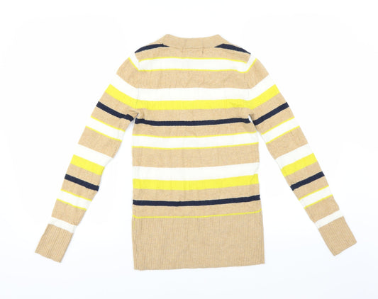 Marks and Spencer Womens Beige Striped Pullover Jumper Size 6