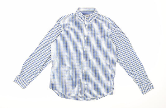Marks & Spencer Mens Blue Check Button-Up Size S