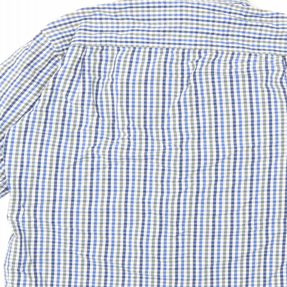 Marks and Spencer Mens Blue Check Button-Up Size S