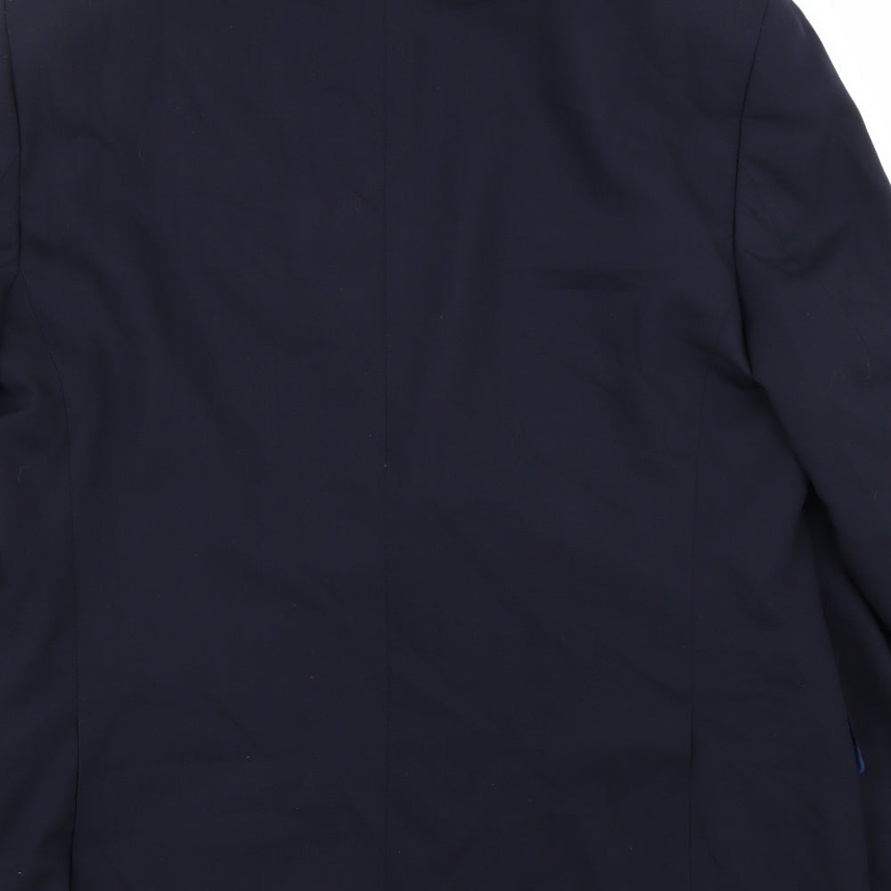 Brand and care label for Marks & Spencer men’s blue jacket suit jacket, size 42