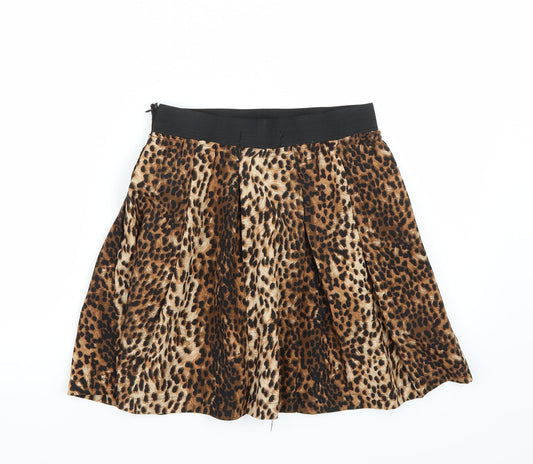 INBDUEWOMAN Womens Brown Animal Print A-Line Skirt Size S