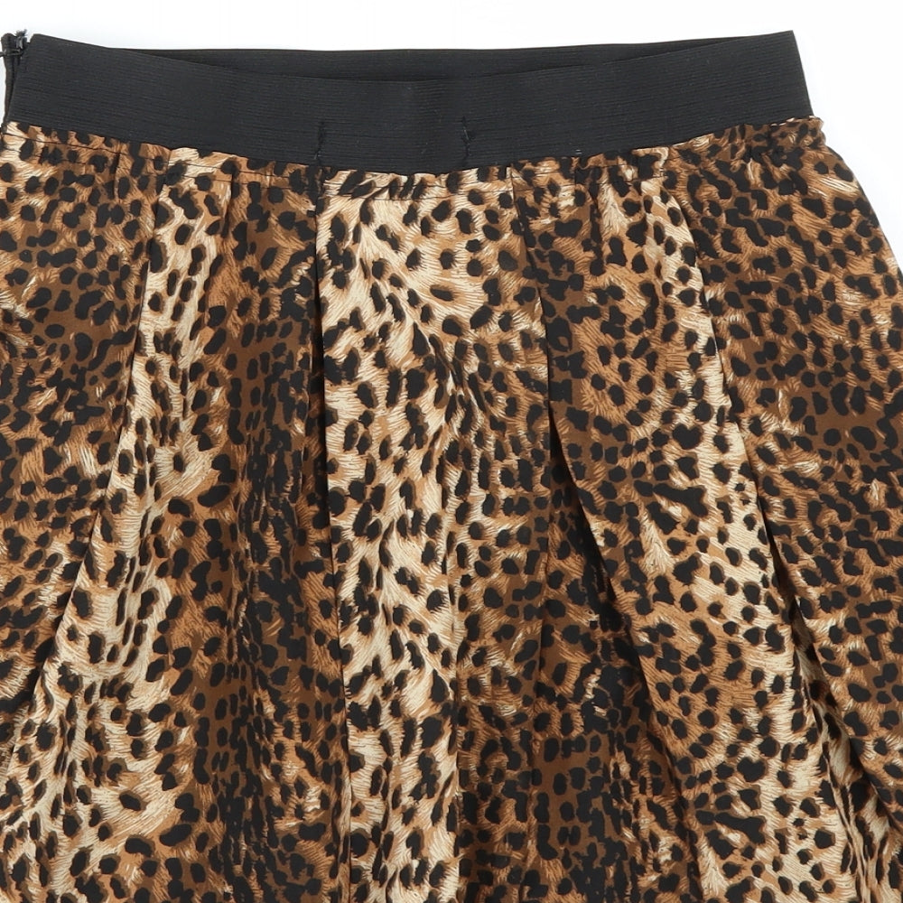 INBDUEWOMAN Womens Brown Animal Print A-Line Skirt Size S